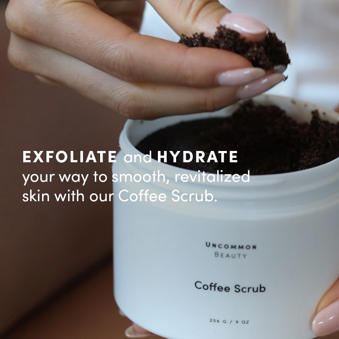 Coffee Scrub - Exfoliating and Hydrating Body Scrub - Dry Scrub with Coconut Oil and Cocoa Butter - All Skin Types, Vegan, Cruelty Free, Synthetic Fragrance Free, 9 OZ