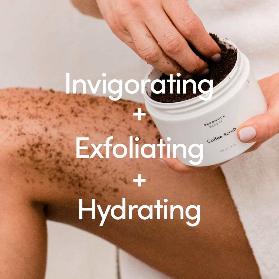 Coffee Scrub - Exfoliating and Hydrating Body Scrub - Dry Scrub with Coconut Oil and Cocoa Butter - All Skin Types, Vegan, Cruelty Free, Synthetic Fragrance Free, 9 OZ