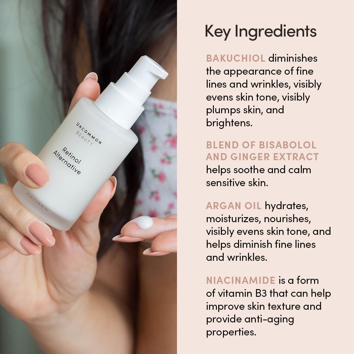 Retinol Alternative with Bakuchiol - Reduces the Look Of Wrinkles - All Skin Types, Vegan, Cruelty Free, 1.35 Fl OZ