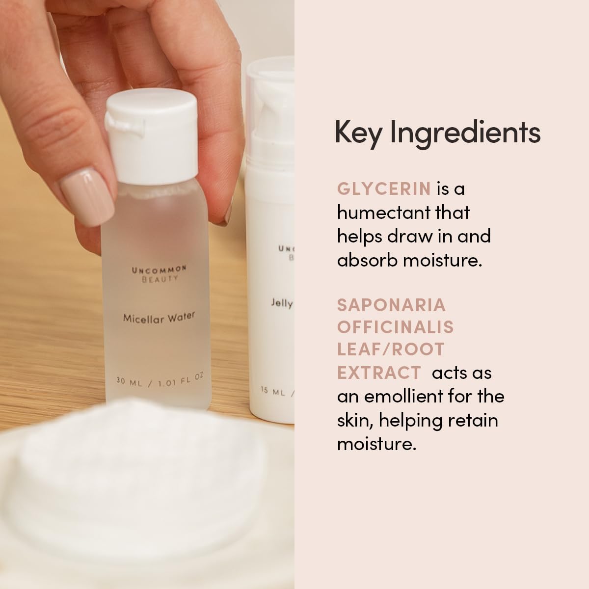 Micellar Water - Two-in-One Gentle Cleanser and Makeup Remover - All Skin Types, Vegan, Cruelty Free, Fragrance Free (Mini Size - 1 FL OZ)