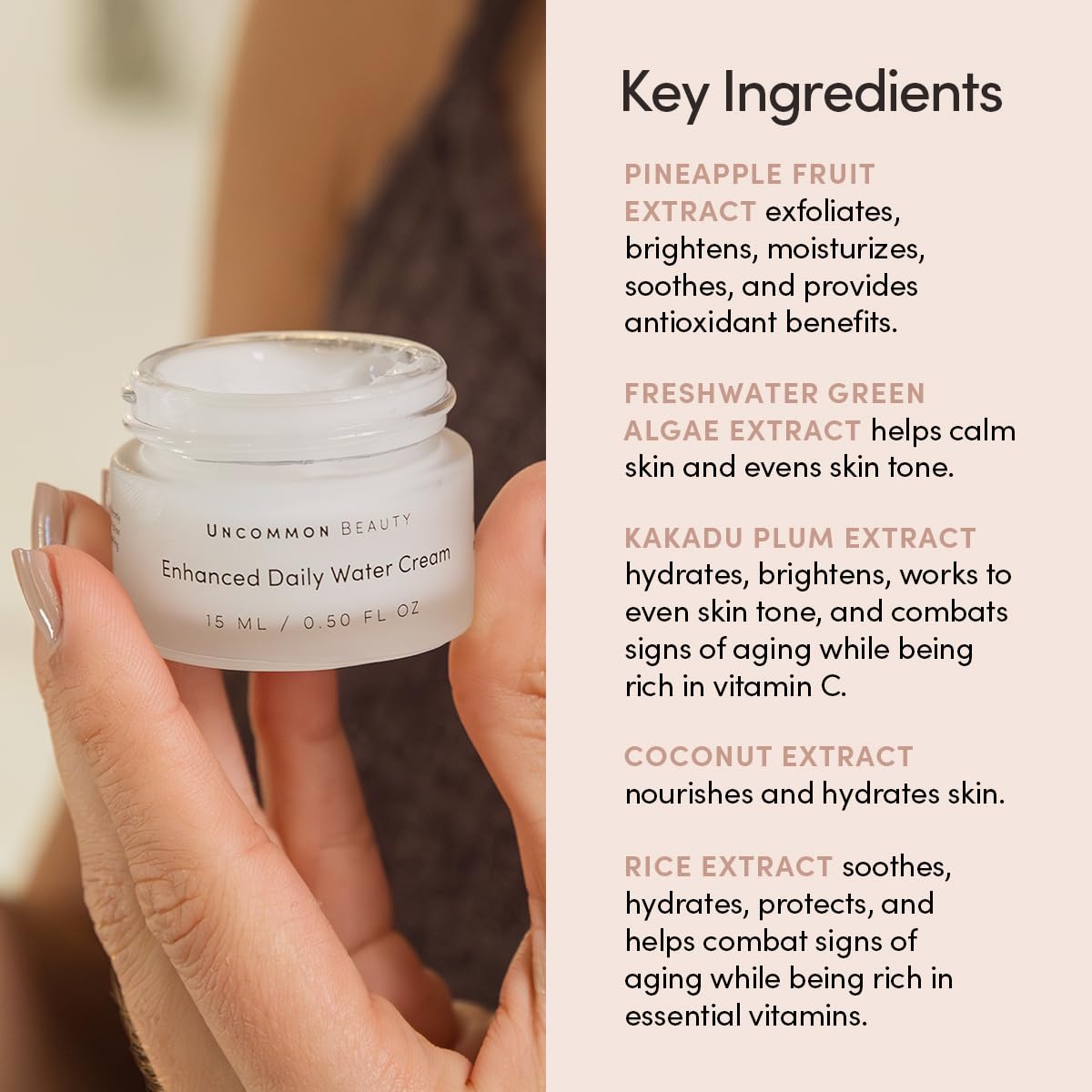 Mini Enhanced Daily Water Cream - Breathable Lightweight Daily Moisturizer for a Healthy Skin Barrier - All Skin Types, Vegan, Cruelty Free, Synthetic Fragrance Free, .50 FL OZ